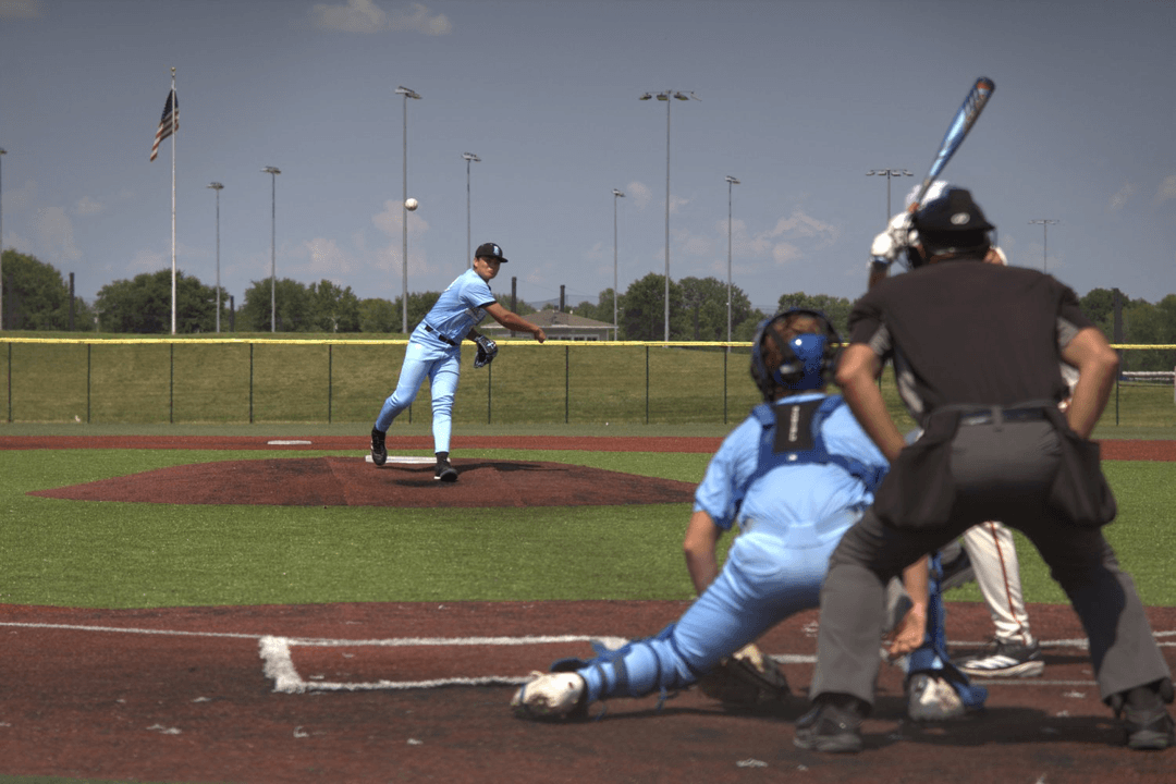 Pitcher mid-delivery